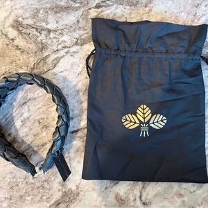 NWT France Luxe / L. Erickson Black Woven Leather Headband